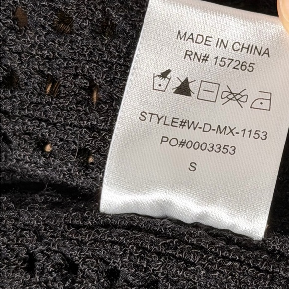 New JLUXLABEL Sol Open Stitch Long Sleeve BodyCon Sweater Knit Dress Black Shell - Picture 7 of 7